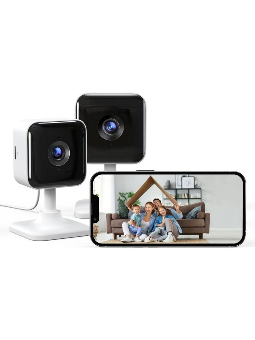 Indoor Security Cameras - 2 Pack, 1080P Wi-Fi, Motion Detection, Night Vision